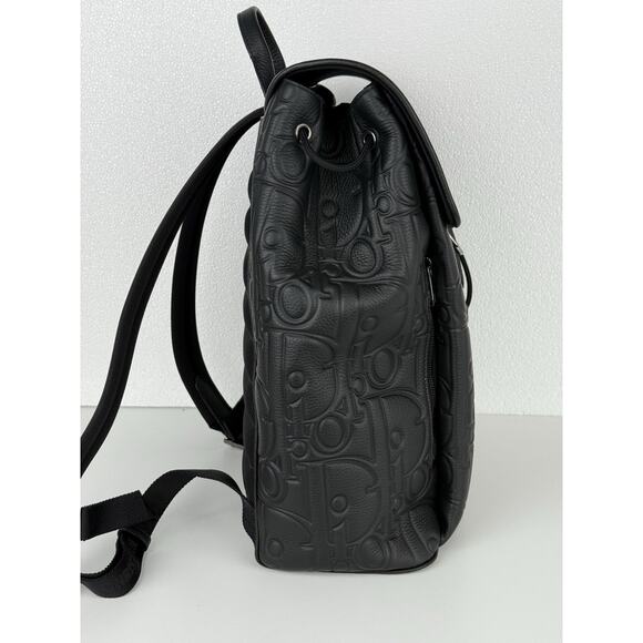 Christian Dior Black Gravity And Grained Leather Daily Backpack With Flap - Picture 3 of 16